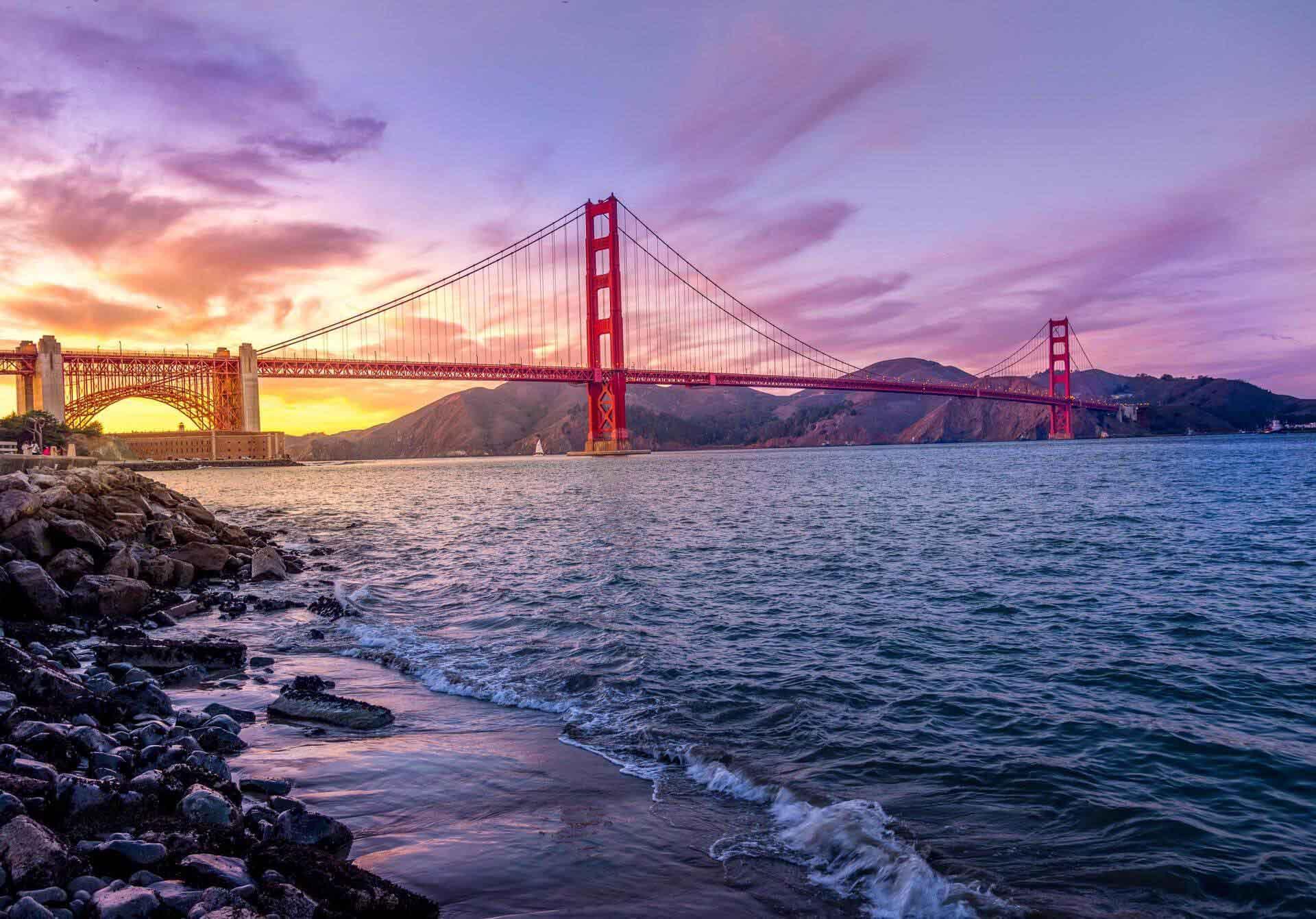 Golden Gate Bridge at sunset